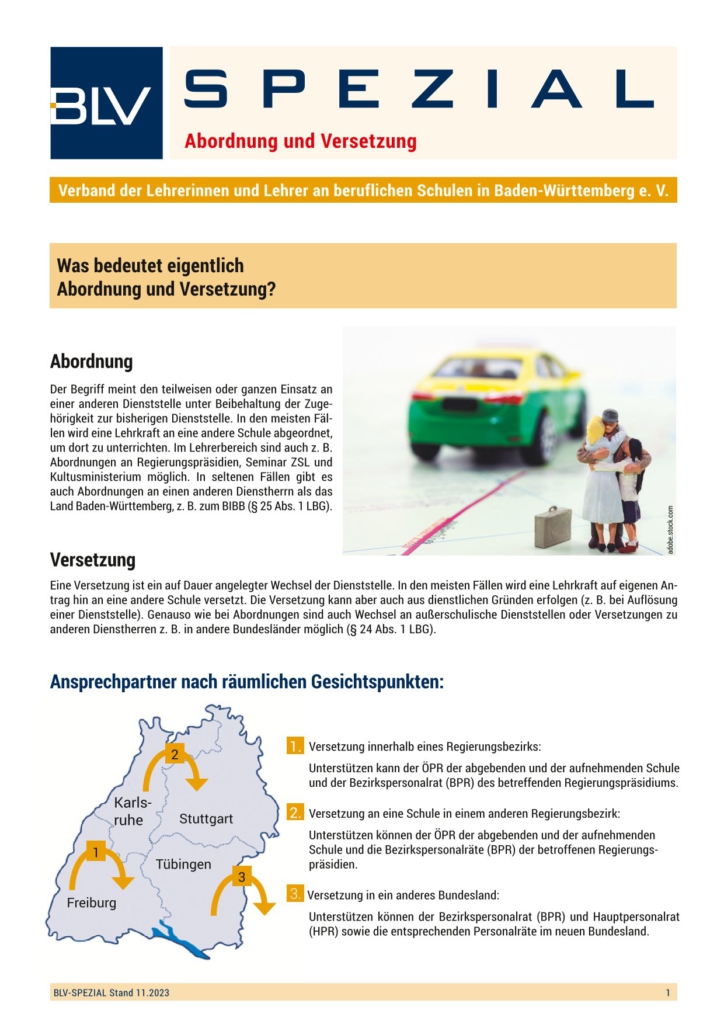 BLV-Spezial: Abordnung und Versetzung (1 Ex.)