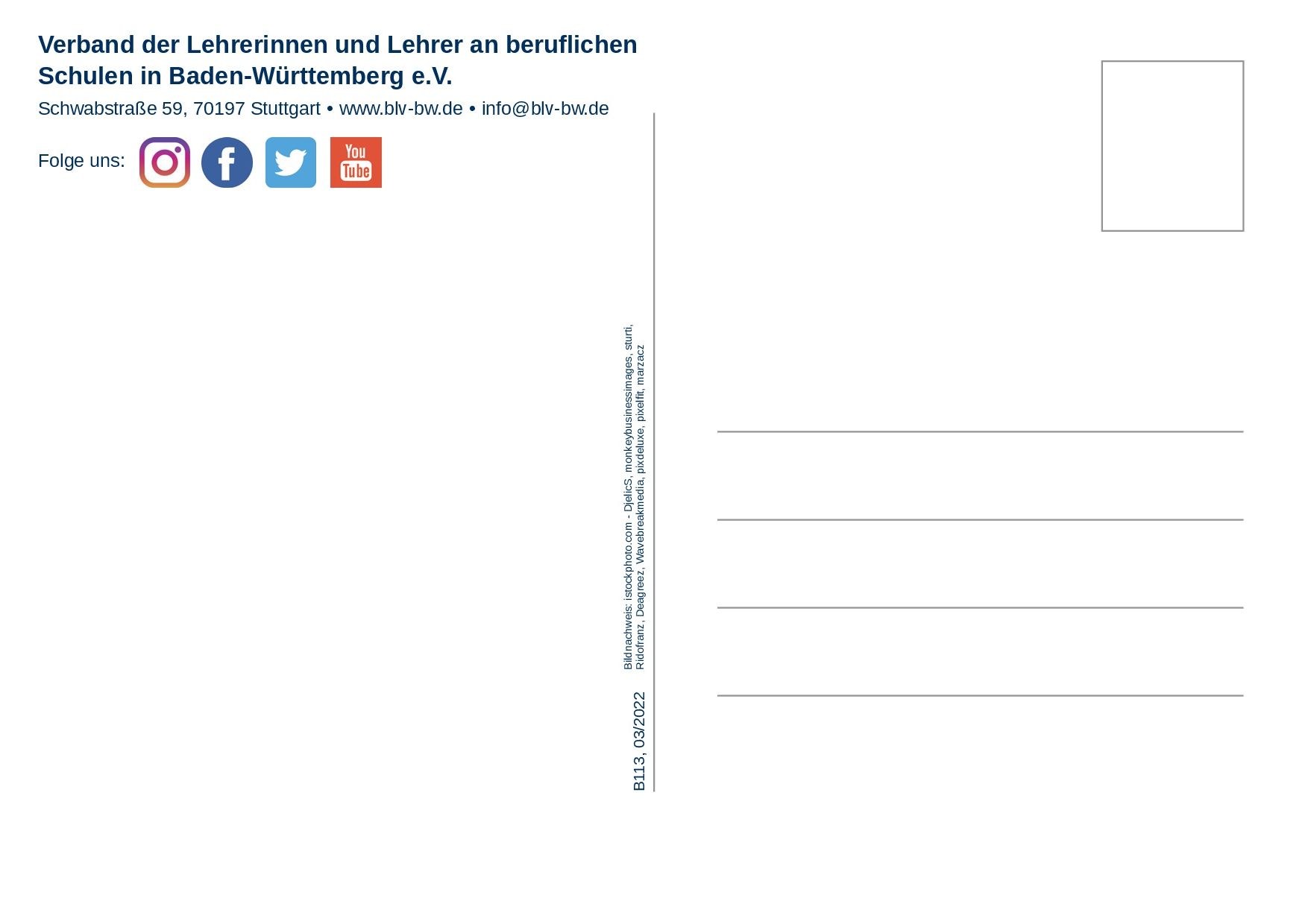 BLV BW B113 Postkarten Ehrenamt Din A6 12er-Pack Rückseite