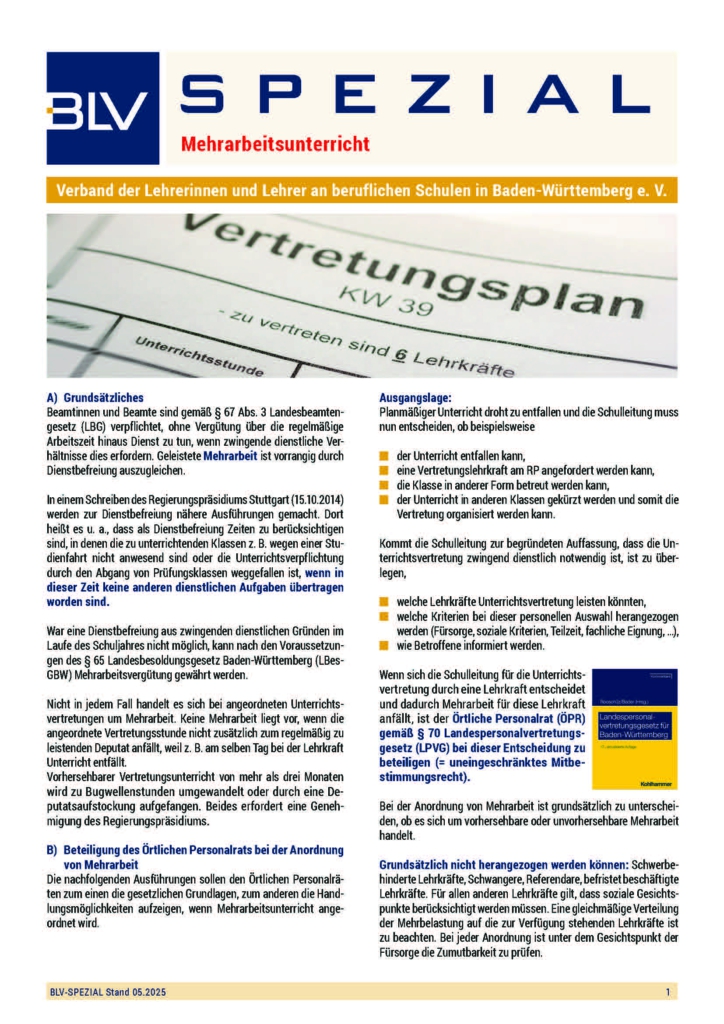 BLV-Spezial: Mehrarbeit (1 Ex.)